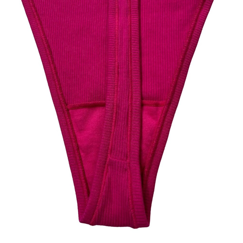 SKIMS Cotton Rib Thong Raspberry Womens 4X - Picture 4 of 9